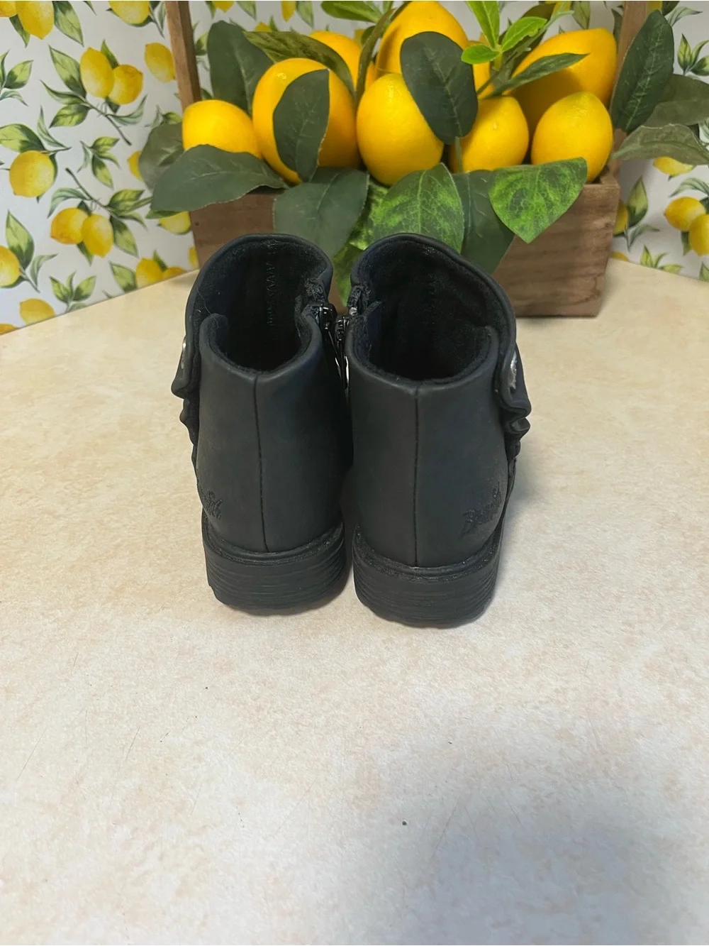 Girls' Black Ankle Boots with Side Buttons - Kids Shoes Size 7 T